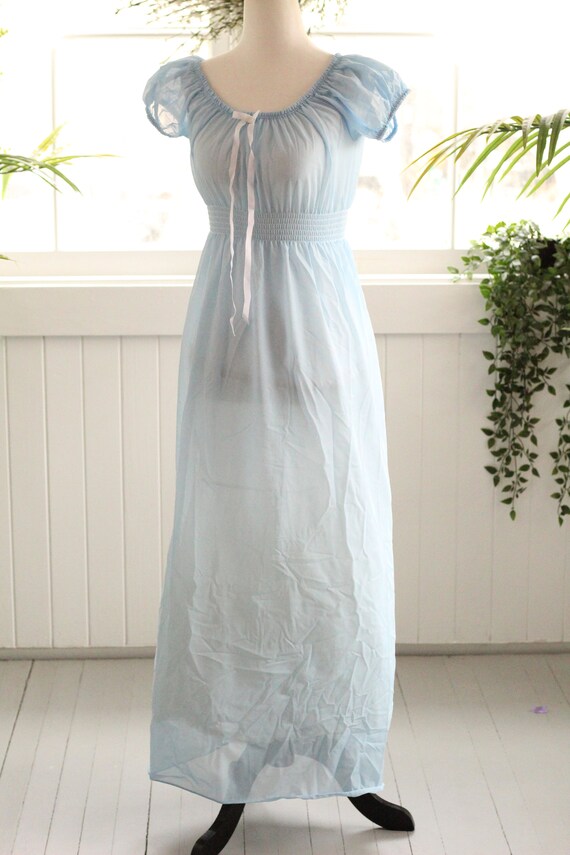 1960s soft Cinderella blue nightgown semi sheer e… - image 5