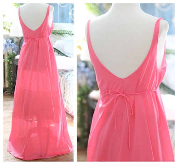 1960s hot pink empire waist nightgown / babydoll … - image 9