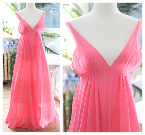 1960s hot pink empire waist nightgown / babydoll … - image 5