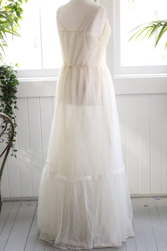1960s soft ivory white nightgown empire ruched sw… - image 7