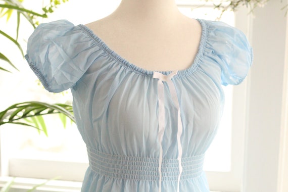 1960s soft Cinderella blue nightgown semi sheer e… - image 3