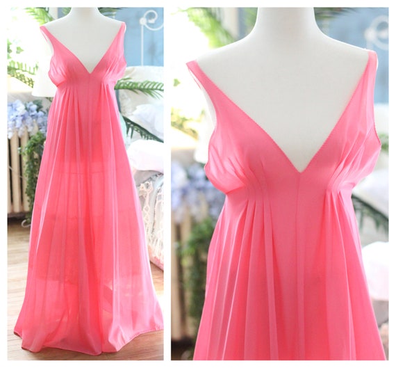 1960s hot pink empire waist nightgown / babydoll … - image 4