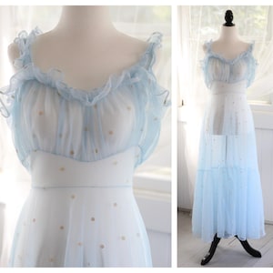 blue and white milkmaid dress Vintage 90s Blue & White Floral Milkmaid Dress
