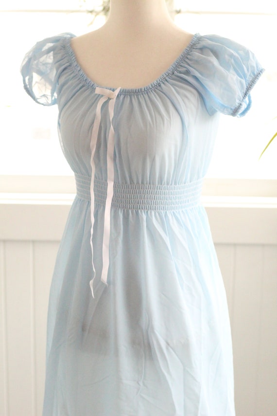 1960s soft Cinderella blue nightgown semi sheer e… - image 6