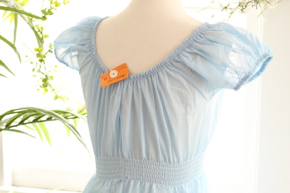 1960s soft Cinderella blue nightgown semi sheer e… - image 7