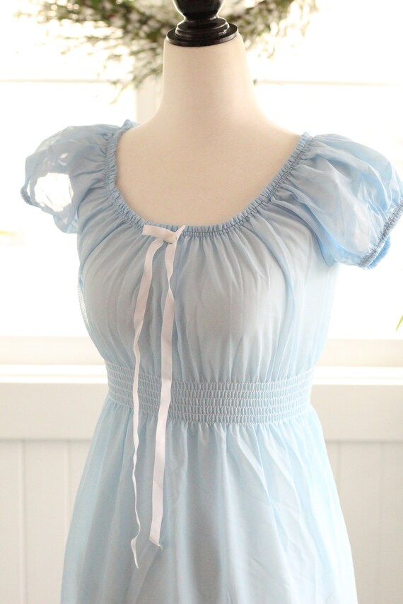 1960s soft Cinderella blue nightgown semi sheer e… - image 9