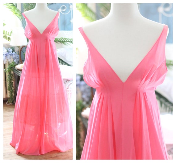1960s hot pink empire waist nightgown / babydoll … - image 2