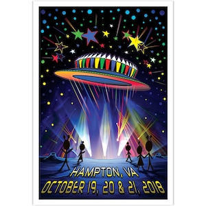 Hampton 2018 Phlying Saucer Show Poster,  Phish Hampton 2018 Show Poster, Phanart Hampton  2018 Show Poster