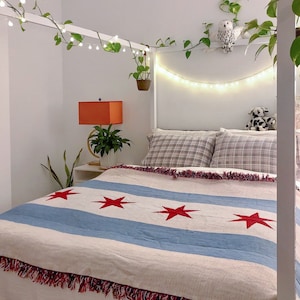 Chicago Flag Woven Cotton Blanket