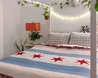 Chicago Flag Woven Cotton Blanket