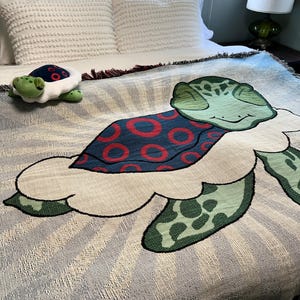 Turtle in the Clouds Woven Cotton Blanket