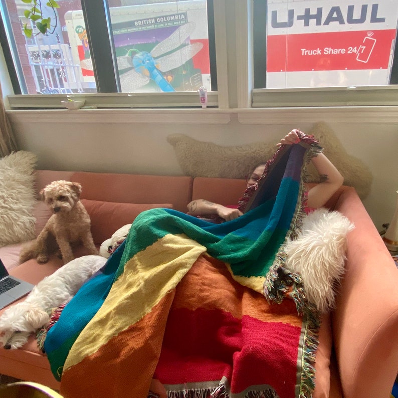 Rainbow Pride Woven Cotton Blanket Rainbow Flag Blanket Etsy