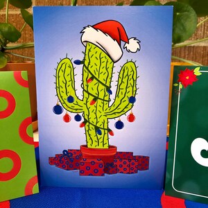 Tarjeta de felicitación navideña con diseño de cactus de Phish Mike Gordon, tarjeta de felicitación de Phish