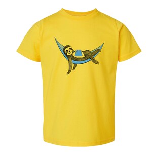 Sloth in a Hammock Toddler Tees, Sloth Shirt, Sloth Tshirt, Phish Shirt Yellow