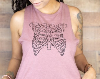 Workout Crop  | Pilates Tank  | Crop Tops For Women | Skeleton Shirt | Halloween Workout Shirt
