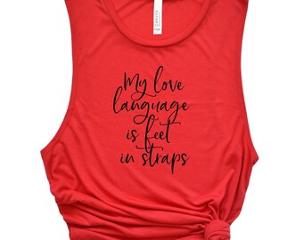 Pilates Tank Feet In Straps | Workout Valentines Shirt | Pilates Gifts  | Reformer Loops | Grip Socks | Valentines Pilates | Pilates Art
