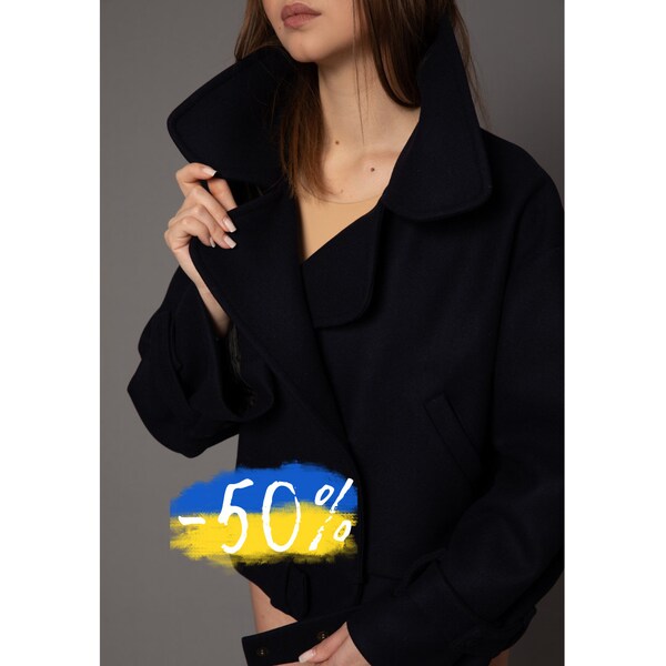 Veste en laine courte, manteau court, manteau de printemps court, caban femme, manteau en laine femme, manteau de printemps, manteau de printemps chaud, pardessus en laine, caban