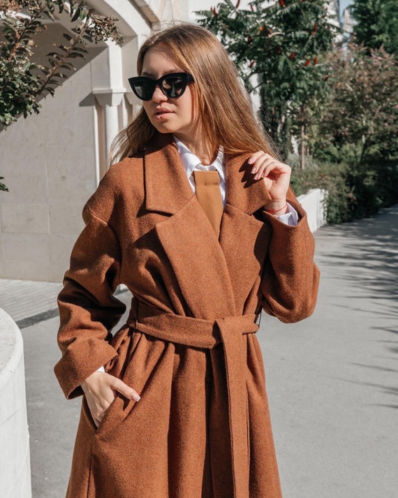 Women Wool Coat Outerwear Wool Coat Camel Warm Spring Coat