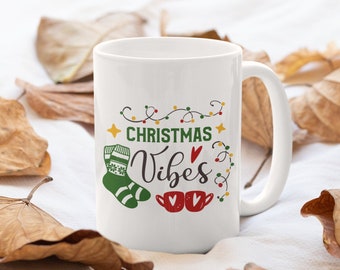 Christmas Vibes Coffee Mug - Christmas Gifts idea - Merry Christmas Mug -  Christmas Cup Gifts for Women, Kids