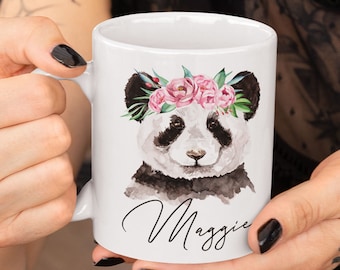 Panda Mug, Personalized Panda Coffee Cup, Cute Panda Gifts for Women, Panda Coffee Mug for Kids, Girls - Custom Novelty Panda Lover Mug