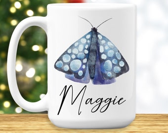 Moth Mug, Personalized Gifts, Butterfly Coffee Mug, Cute Butterfly, Moth Lover Gifts, Custom Butterfly Cup for Women Girl, Birthday Gift