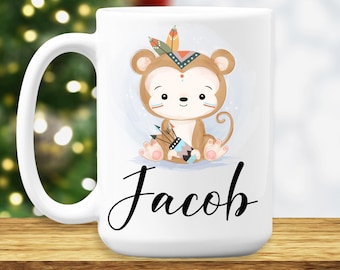 Monkey Coffee Mug - Monkey Gift - Monkey Cup - Animal Mug - Monkey Mug - Monkey Lover Mug - Monkey Gifts for Boys, Personalized Gifts
