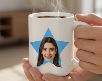 Custom The Office Star Mug with Face Photo, Personalized TV Show Gift for Best Friend, Funny Valentine Mug, Mother's Day Custom Mug