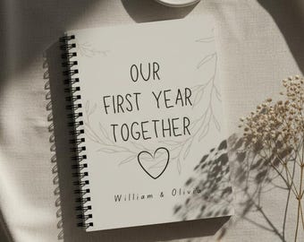 1 Year Anniversary Gift for Boyfriend, Personalized Notebook, Our First Year Together Custom Name Journal, Spiral Travelers Notebook
