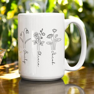 Custom Birth Month Birth Flower mug, Plant Mom Mug, Personalized Birth Flower Gift, Mother&#39;s Day Gift, Custom Grandma Gift, Mothers Day Mug