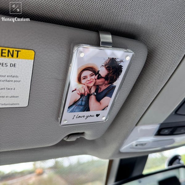 Personalized Photo Car Visor Clip - Custom Sun Visor Decoration for Car, Couples Gift, Wallet Photo Holder, Unique Car Accessories