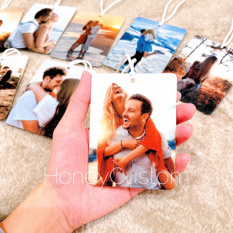 Double sided Car Freshener with Your Photo, Custom Car Scent, Personalized Car Accessory Gift, Photo Car Freshie, New Car Gift, Car Decor