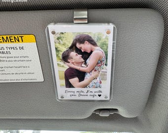 Valentine's Gift for Him - Personalized Car Visor Photo Clip, Romantic Boyfriend Gift, Couples Safe Driving Keepsake, Customizable Car Decor