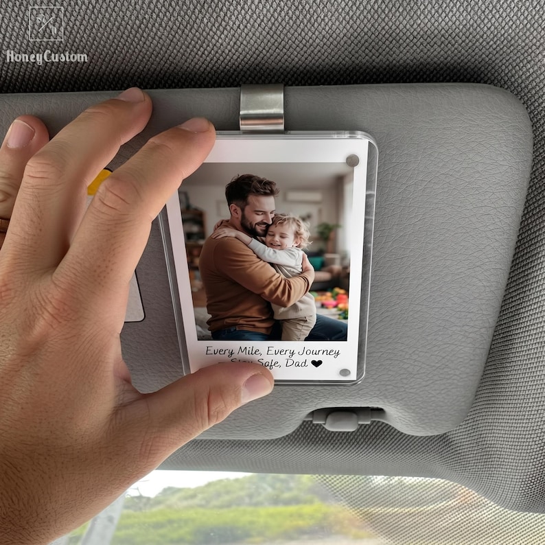 Fathers Day Gift Personalized Car Visor Clip Custom Photo Gift for Dad Thoughtful Dad Gift from Kids Meaningful Keepsake for Father Gifts