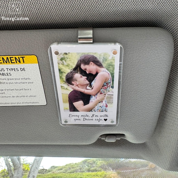 Personalized Photo Couple Car Visor Clip, Custom Photo