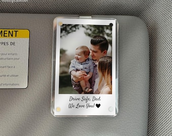 Father's Day Gift for Dad Personalized Car Visor Clip Custom Photo Gift for Him Unique Dad Gift from Daughter or Son Birthday Gift for Dad