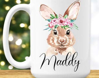 Rabbit Coffee Mug, Cute Rabbit Gifts, Rabbit Lover Gifts, Rabbit Cup for Women, Custom Gift for Girl, Birthday Gift, Personalized Gifts