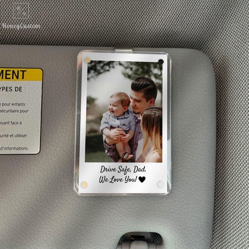 Fathers Day Gift Personalized Car Visor Clip Custom Photo Gift for Dad Thoughtful Dad Gift from Kids Meaningful Keepsake for Father Gifts
