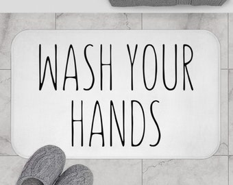 Wash Your Hands Bath Mat | Wedding Gift | Housewarming Gift | Closing Gift | Cute Bathmat | Bathroom Decor | Anti-slip