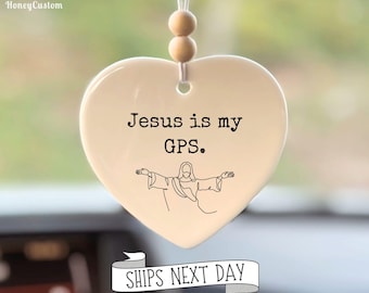 Jesus Is My GPS Car Charm, Christian Rearview Mirror Charm, Faith Car Accessories, Religious Gift, Christian Car Decor, Inspirational Gift