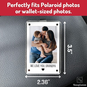 Grandpa Gifts Car Visor Clip, Custom Photo Frame for Grandpa Birthday Gift for Him, Personalized Father’s Day Gift, New Grandpa Gift
