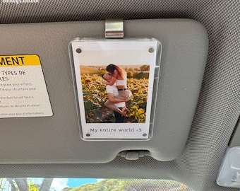 Personalized Gift for Him Anniversary - Custom Photo Car Visor Clip, Romantic Drive Safe Gift, Unique Couples Keepsake, Car Photo Frame