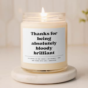 Thank You Gift for Her Funny Gift Bestie Gift Funny Candle Friendship Gift Thank you Gift Ideas Friend Gift Absolutely Bloody Brilliant