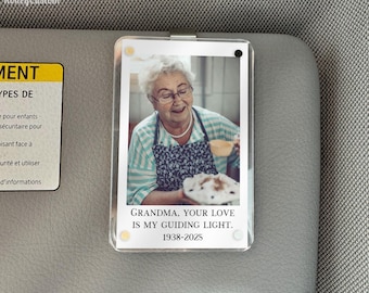 Memorial Gift for Loss of Loved One, Personalized Car Visor Clip, Custom Remembrance Photo Keepsake, Sympathy Gift, In Loving Memory Gift