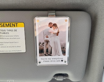 Cotton Anniversary Gift for Him - Personalized Photo Car Visor Clip, Custom Drive Safe Gift, Romantic Gift for Husband, Boyfriend
