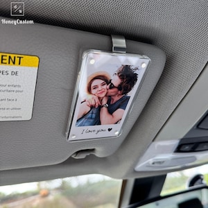 Clip para visera de coche con foto personalizada - Decoración personalizada para visera de coche, regalo para parejas, portafotos tipo cartera, accesorios únicos para coche