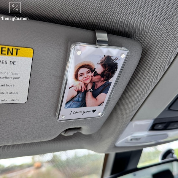 Clip para visera de coche con foto personalizada - Decoración personalizada para visera de coche, regalo para parejas, portafotos tipo cartera, accesorios únicos para coche
