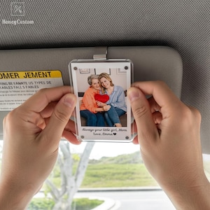 Gift for Mom Personalized Car Visor Clip Custom Photo Memory Keepsake Sentimental Mothers Day Gift from Daughter Son Unique Car Accessory