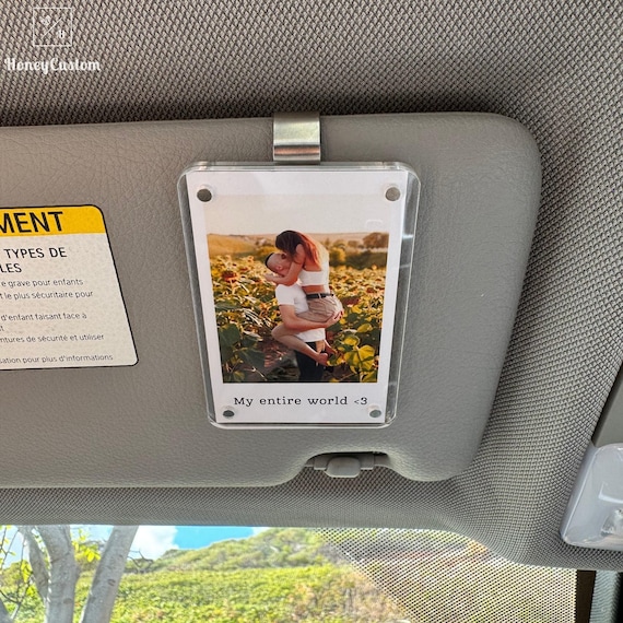 Personalized Gift for Him Anniversary - Custom Photo Car Visor Clip, Romantic Drive Safe Gift, Unique Couples Keepsake, Car Photo Frame