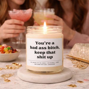 Badass Bitch Candle - Funny Gift for Best Friend, Motivational Gift for Her, Swearing Candle for Women, Natural Soy Wax Eco-Friendly