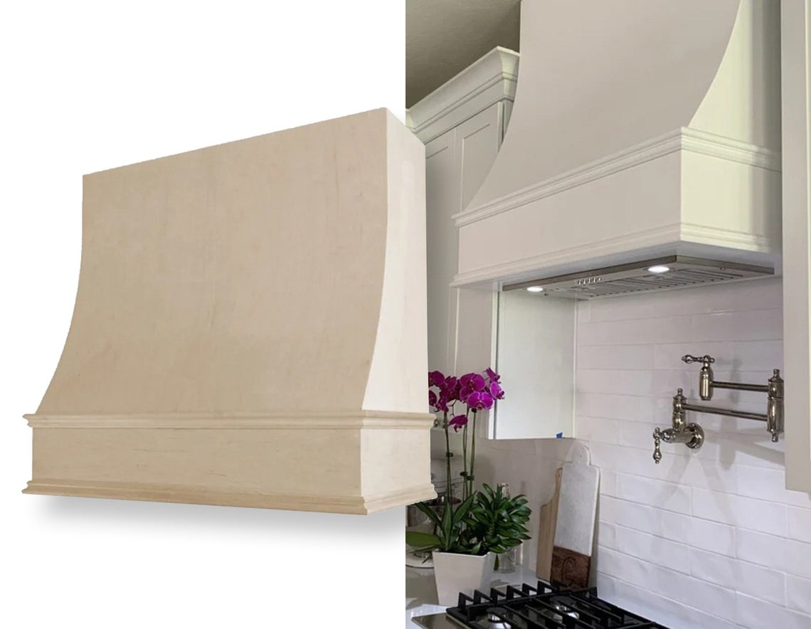 Unfinished Wood Sloped Front Range Hood for Kitchen With Etsy